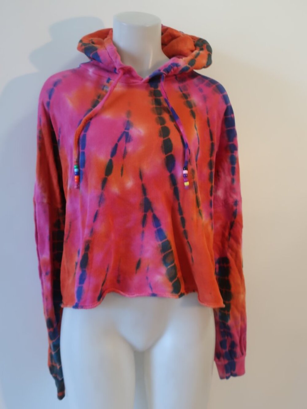 Womens Michael Lauren Red Pink (Item- 361) Tropical Tie Dye Hoodie L